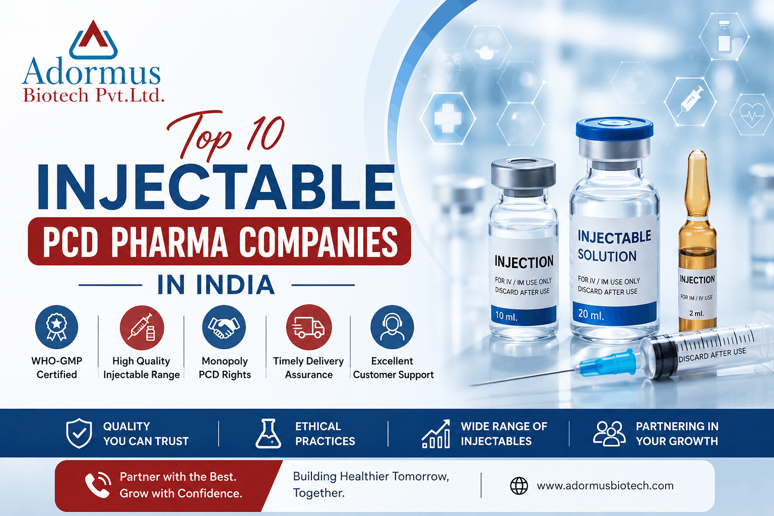 Top 10 Injectable PCD Pharma Companies In India - Adormus Biotech